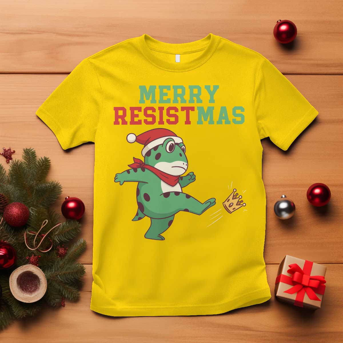 Merry Resistmas Frog Christmas T Shirt TS14 Daisy Print Your Wear