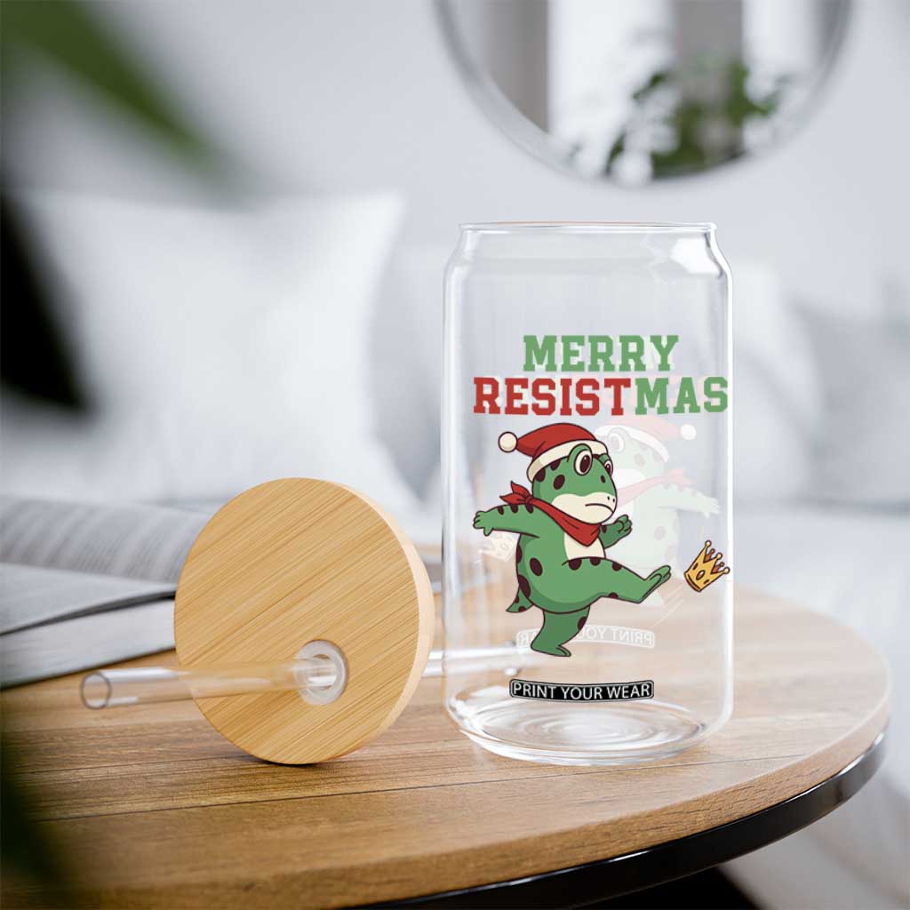 Merry Resistmas Frog Christmas Glass Can TS14 Print Your Wear
