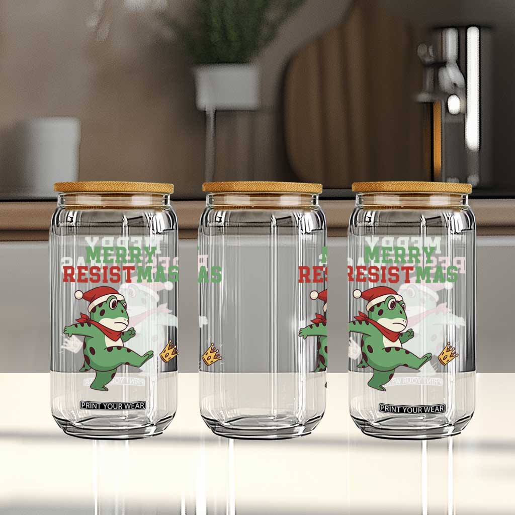 Merry Resistmas Frog Christmas Glass Can TS14 Print Your Wear