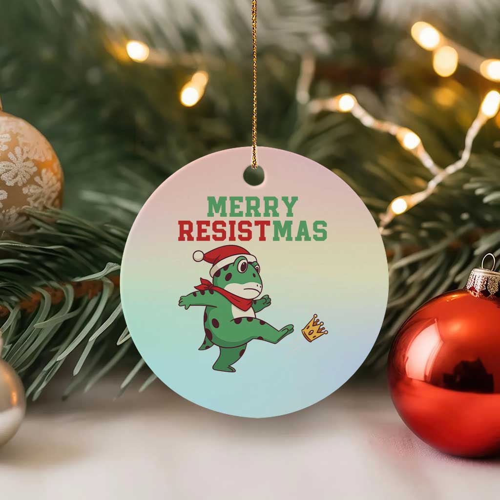 Merry Resistmas Frog Christmas Ceramic Ornament TS14 1pc Pastel Print Your Wear