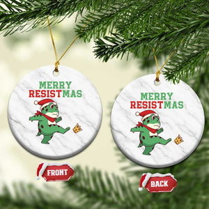 Merry Resistmas Frog Christmas Ceramic Ornament TS14 1pc White Marble Print Your Wear