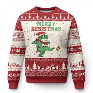 Merry Resistmas Frog Xmas Ugly Christmas Sweater TS14 Beige Red Print Your Wear