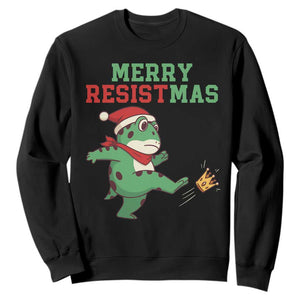 Merry Resistmas Frog Christmas Sweatshirt TS14 Black Print Your Wear