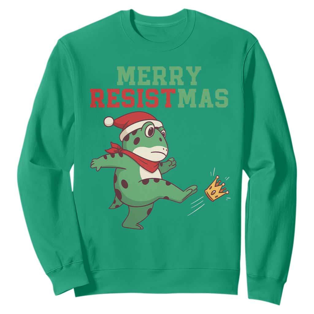 Merry Resistmas Frog Christmas Sweatshirt TS14 Irish Green Print Your Wear