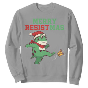 Merry Resistmas Frog Christmas Sweatshirt TS14 Sport Gray Print Your Wear
