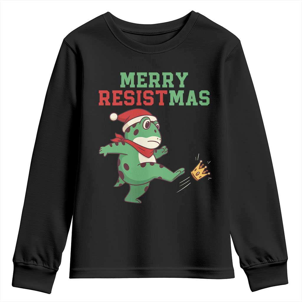 Merry Resistmas Frog Christmas Youth Sweatshirt TS14 Black Print Your Wear