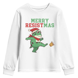 Merry Resistmas Frog Christmas Youth Sweatshirt TS14 White Print Your Wear