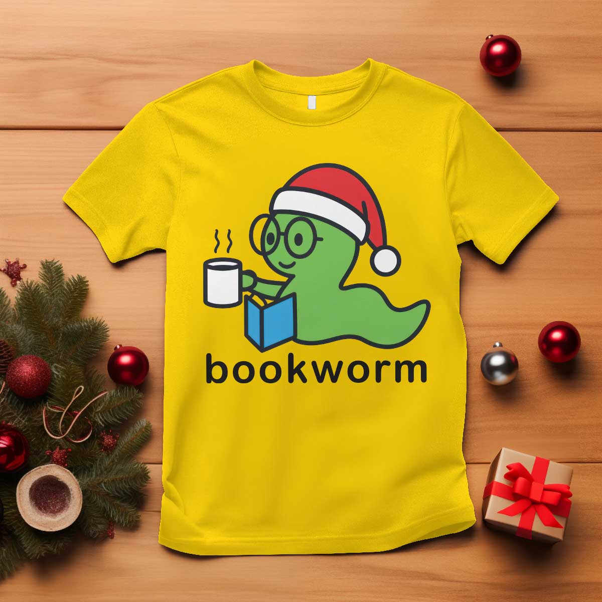 Bookworm Christmas T Shirt Reading Book Lover TS14 Daisy Print Your Wear