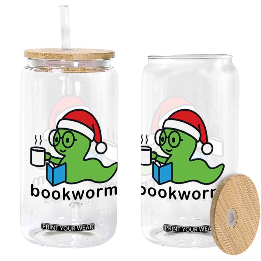 Bookworm Christmas Glass Can Reading Book Lover TS14 Print Your Wear