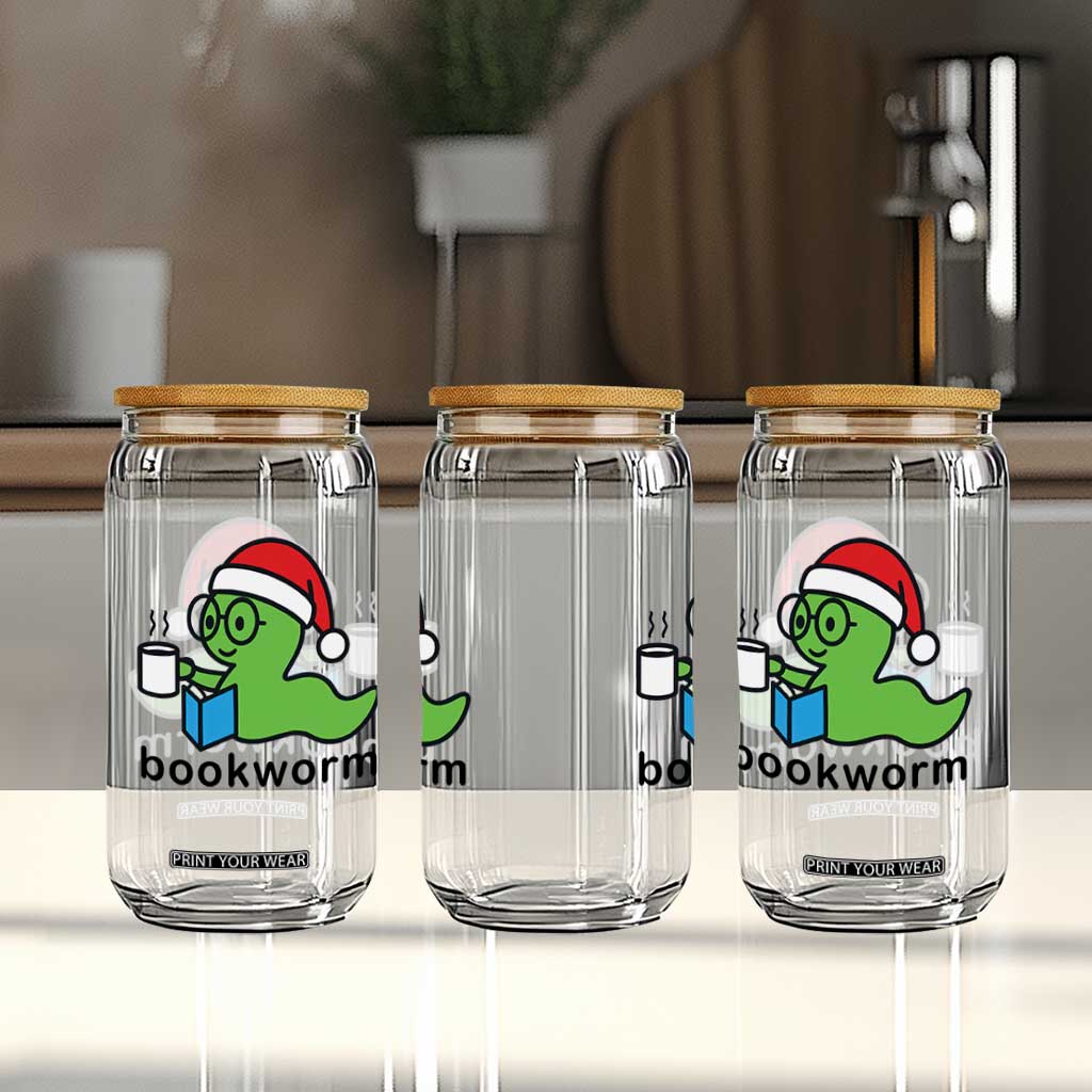 Bookworm Christmas Glass Can Reading Book Lover TS14 Print Your Wear