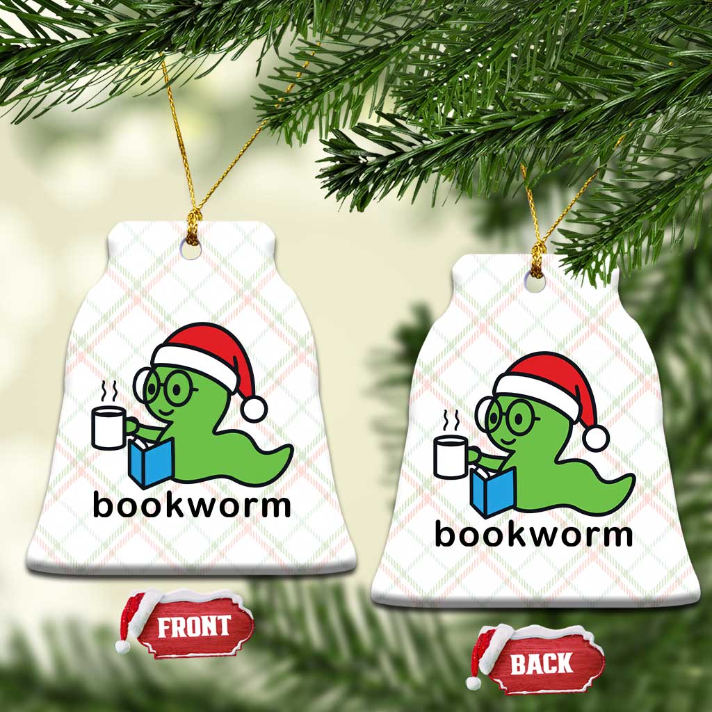 Bookworm Christmas Ceramic Ornament Reading Book Lover TS14 Print Your Wear