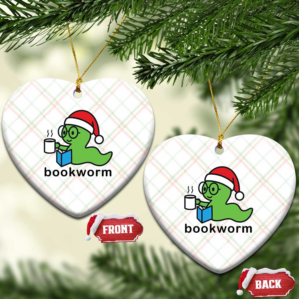 Bookworm Christmas Ceramic Ornament Reading Book Lover TS14 Print Your Wear