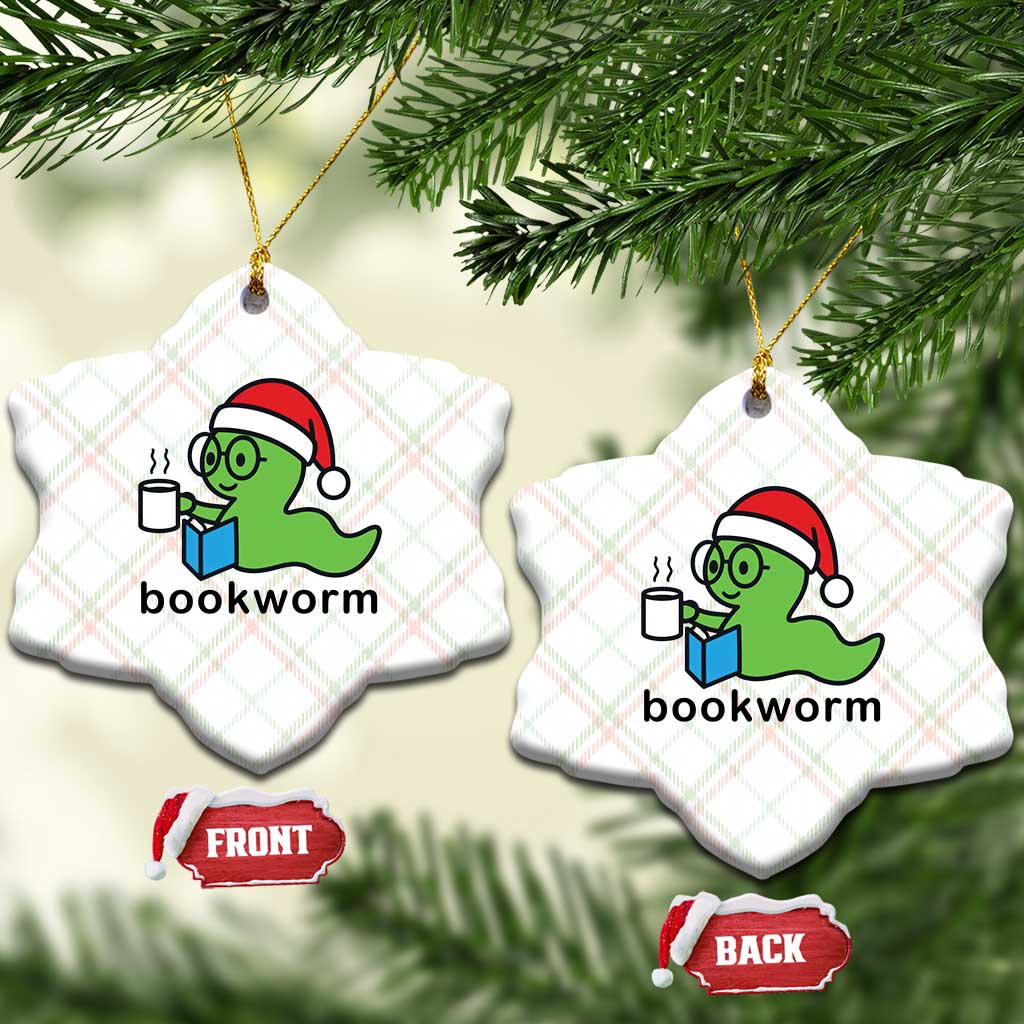 Bookworm Christmas Ceramic Ornament Reading Book Lover TS14 Print Your Wear