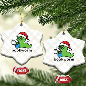 Bookworm Christmas Ceramic Ornament Reading Book Lover TS14 Print Your Wear