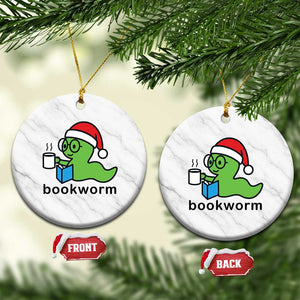 Bookworm Christmas Ceramic Ornament Reading Book Lover TS14 1pc White Marble Print Your Wear