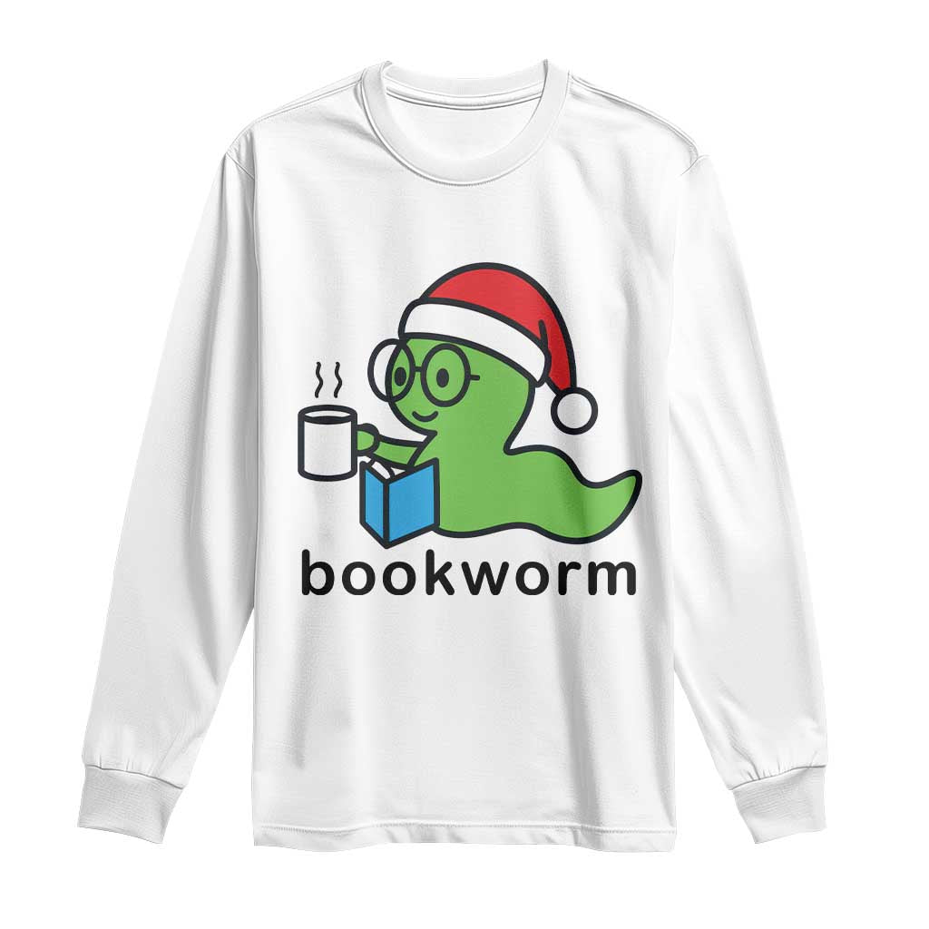 Bookworm Christmas Long Sleeve Shirt Reading Book Lover TS14 White Print Your Wear