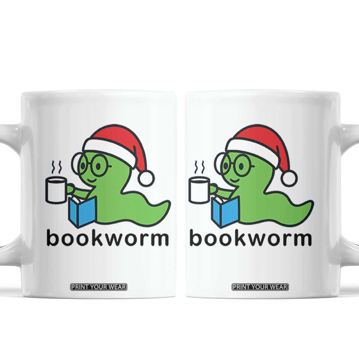 Bookworm Christmas Coffee Mug Reading Book Lover TS14 White Print Your Wear