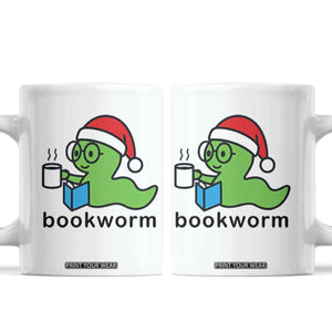 Bookworm Christmas Coffee Mug Reading Book Lover TS14 White Print Your Wear