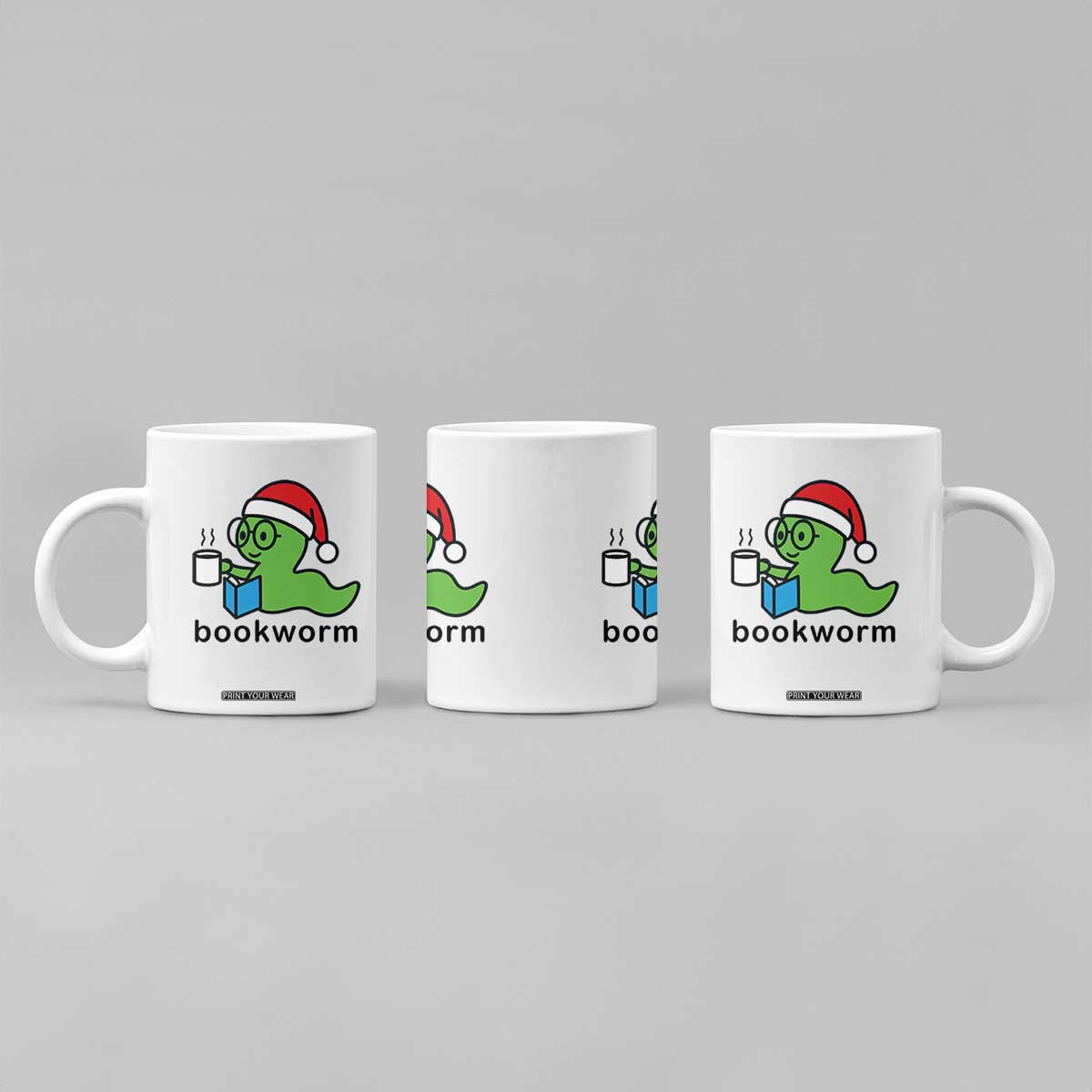 Bookworm Christmas Coffee Mug Reading Book Lover TS14 Print Your Wear