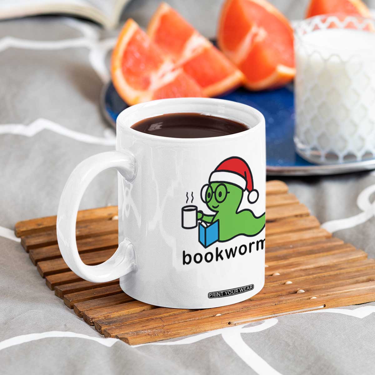 Bookworm Christmas Coffee Mug Reading Book Lover TS14 Print Your Wear