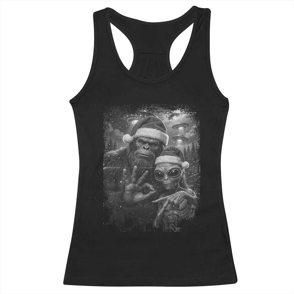 67 Six Seven Bigfoot Christmas Racerback Tank Top Sasquatch Ailen Selfie UFO Meme TS14 Black Print Your Wear