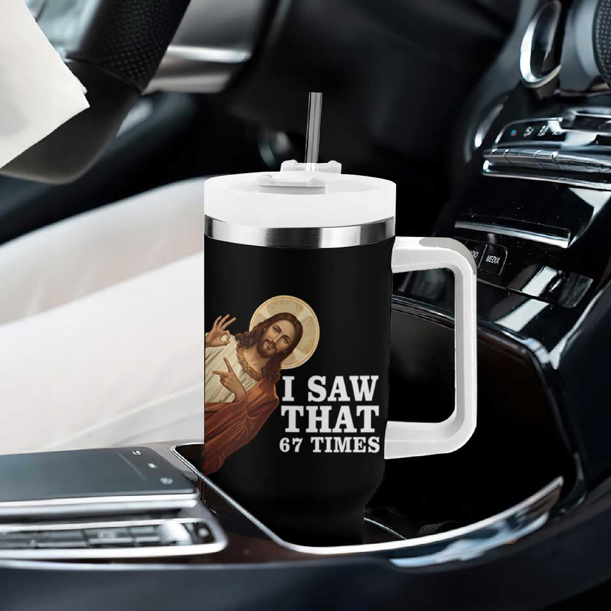 Funny Six Seven Meme Tumbler With Handle I Saw That 67 Times TS14 Print Your Wear