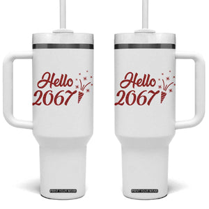 67 Six Seven Meme Tumbler With Handle New Year 2026 TS14 One Size: 40 oz White Print Your Wear