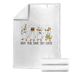 Silly Goose New Years 2026 Throw Blanket Cute Goose Party Holiday TS14 White Print Your Wear