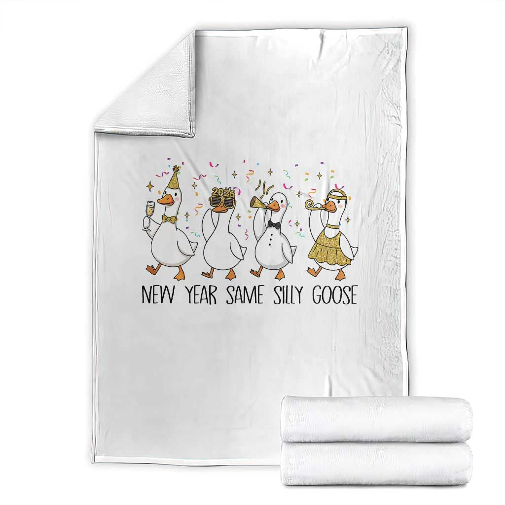 Silly Goose New Years 2026 Throw Blanket Cute Goose Party Holiday TS14 White Print Your Wear