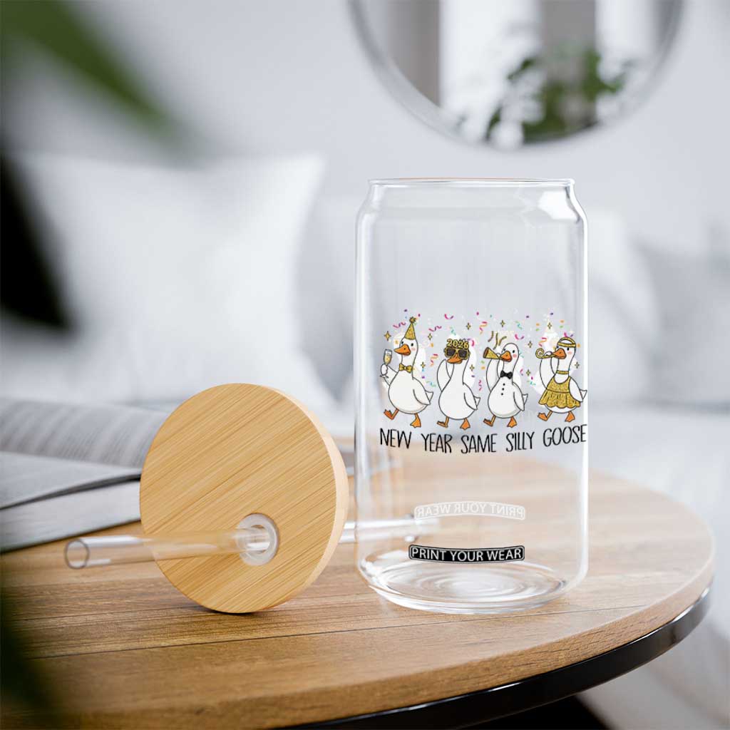 Silly Goose New Years 2026 Glass Can Cute Goose Party Holiday TS14 Print Your Wear