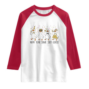 Silly Goose New Years 2026 Raglan Shirt Cute Goose Party Holiday TS14 White Red Print Your Wear