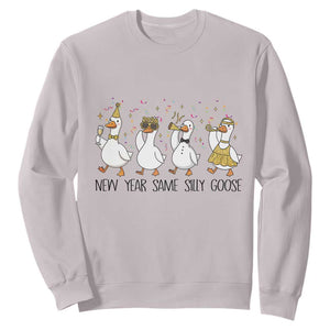 Silly Goose New Years 2026 Sweatshirt Cute Goose Party Holiday TS14 Ice Gray Print Your Wear
