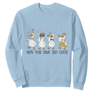 Silly Goose New Years 2026 Sweatshirt Cute Goose Party Holiday TS14 Light Blue Print Your Wear