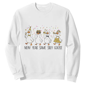 Silly Goose New Years 2026 Sweatshirt Cute Goose Party Holiday TS14 White Print Your Wear