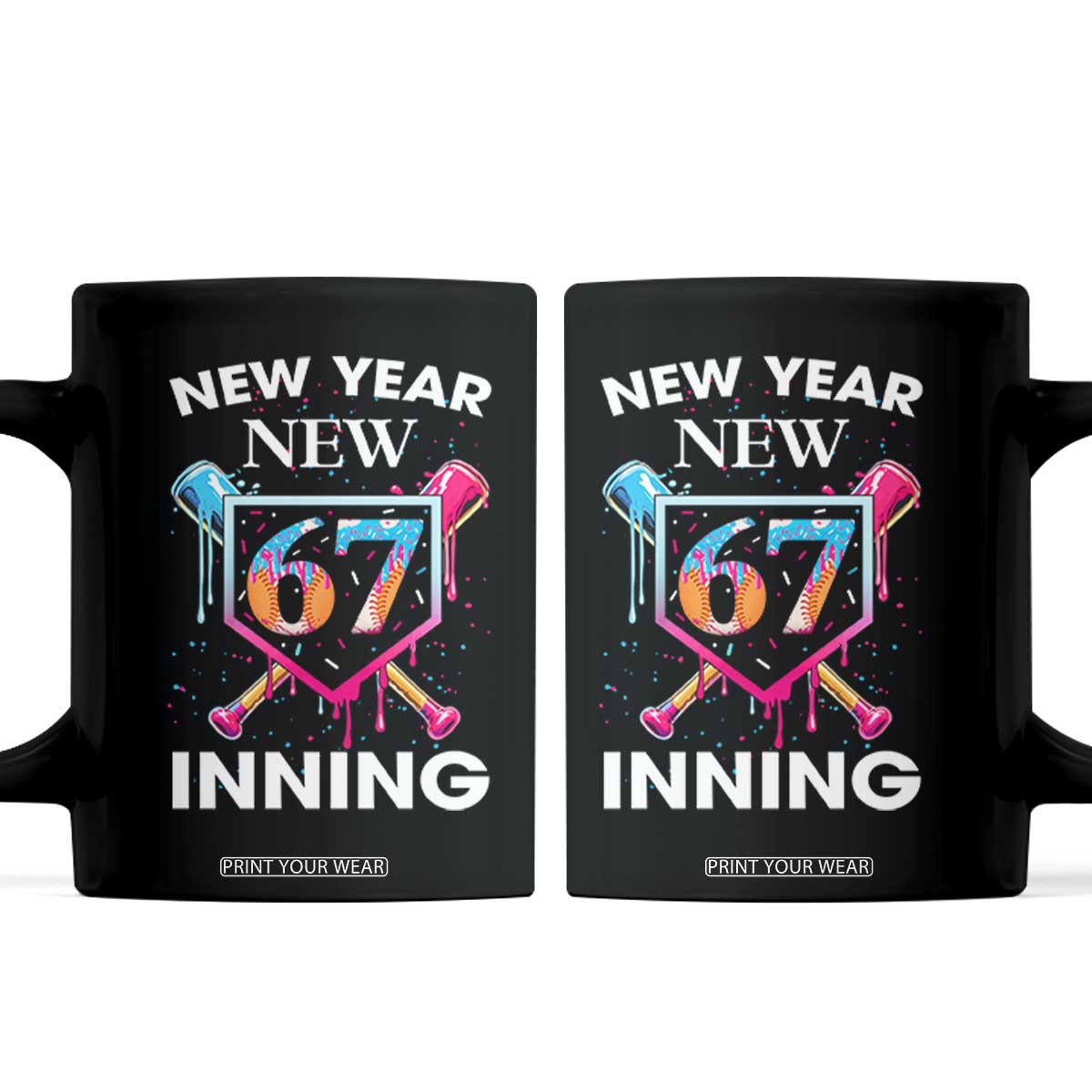 Funny Six Seven Meme Coffee Mug 67 Number Sports American Football Ice Cream Drip TS14 Black Print Your Wear