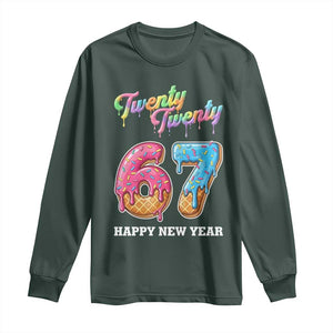 67 Six Seven Meme Long Sleeve Shirt New Year 2026 Ice Cream Drip TS14 Dark Forest Green Print Your Wear