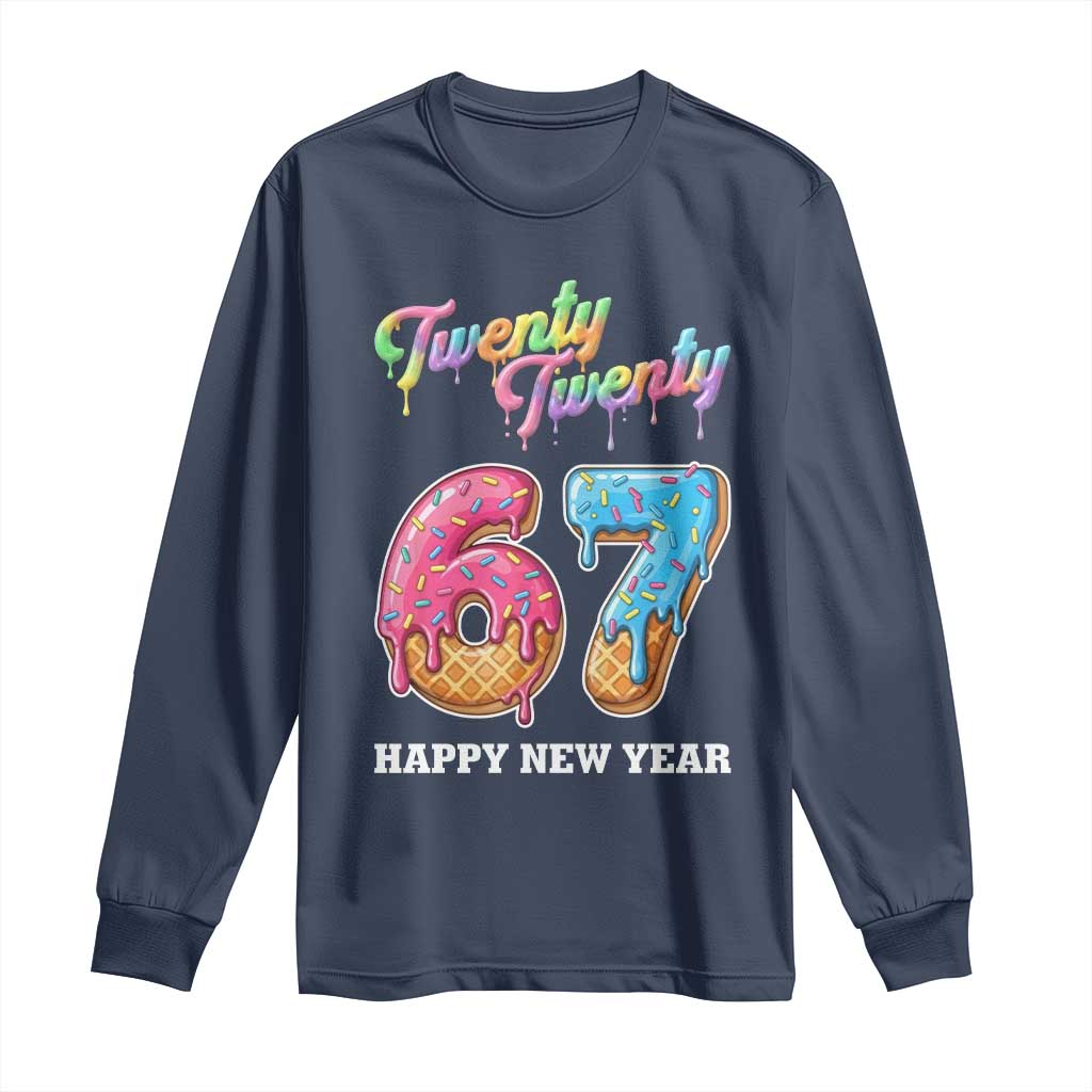 67 Six Seven Meme Long Sleeve Shirt New Year 2026 Ice Cream Drip TS14 Navy Print Your Wear