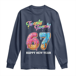 67 Six Seven Meme Long Sleeve Shirt New Year 2026 Ice Cream Drip TS14 Navy Print Your Wear