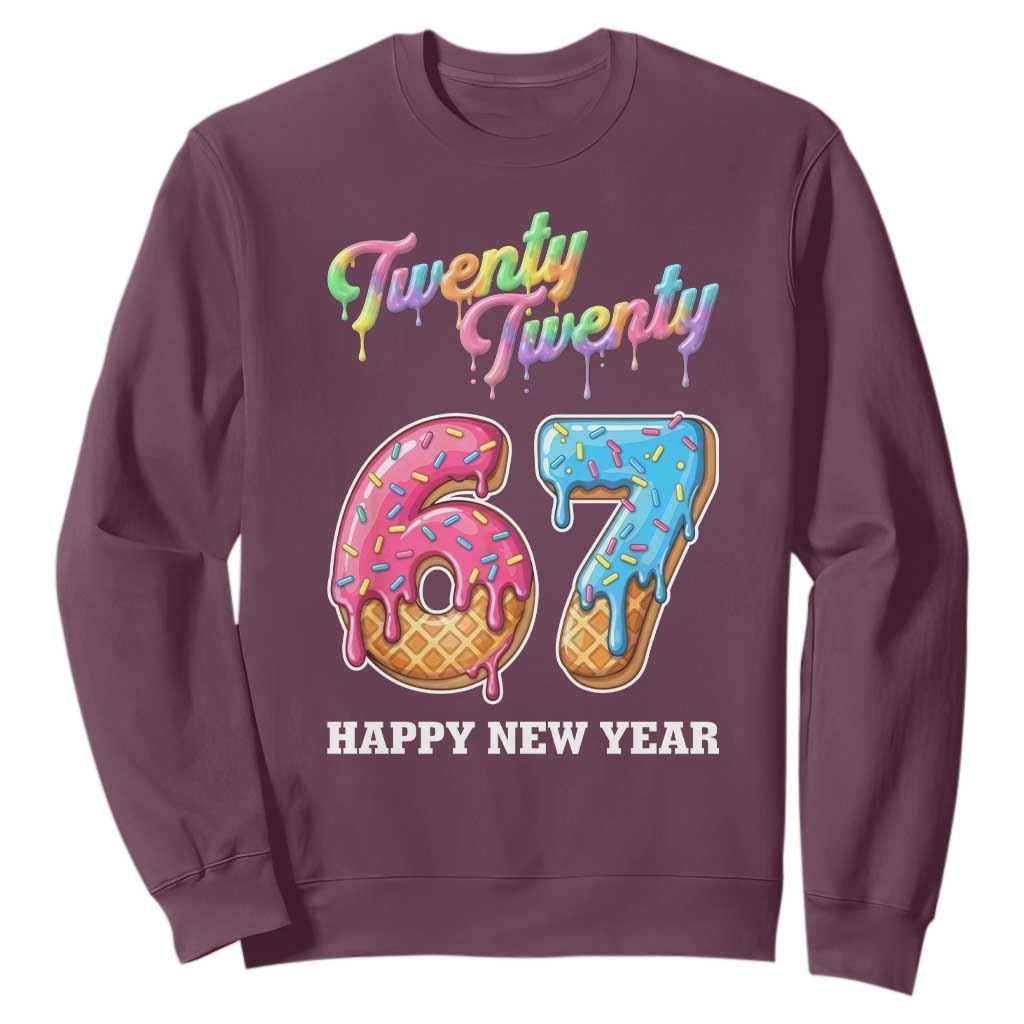 67 Six Seven Meme Sweatshirt New Year 2026 Ice Cream Drip TS14 Maroon Print Your Wear