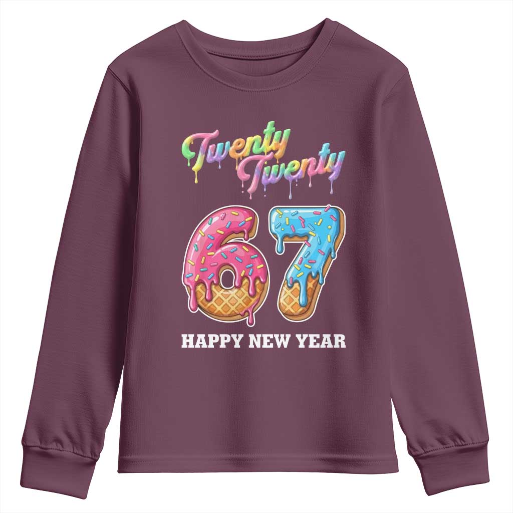 67 Six Seven Meme Youth Sweatshirt New Year 2026 Ice Cream Drip TS14 Maroon Print Your Wear