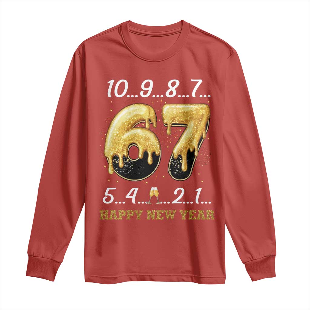 67 Six Seven Meme Long Sleeve Shirt Happy New Year 2026 TS14 Red Print Your Wear