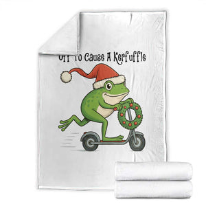 Off To Cause A Kerfuffle Throw Blanket Funny Frog Christmas Meme Weirdcore TS14 White Print Your Wear