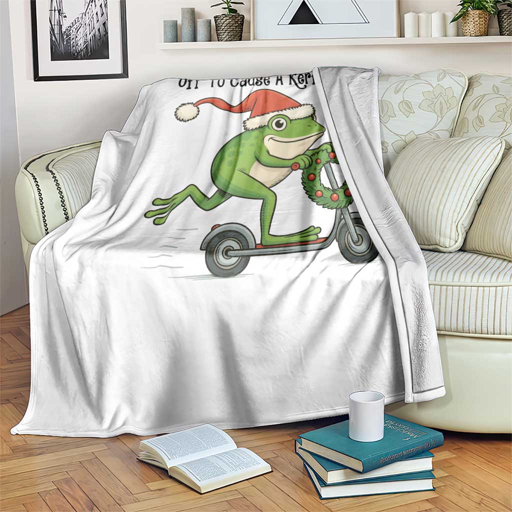 Off To Cause A Kerfuffle Throw Blanket Funny Frog Christmas Meme Weirdcore TS14 Print Your Wear