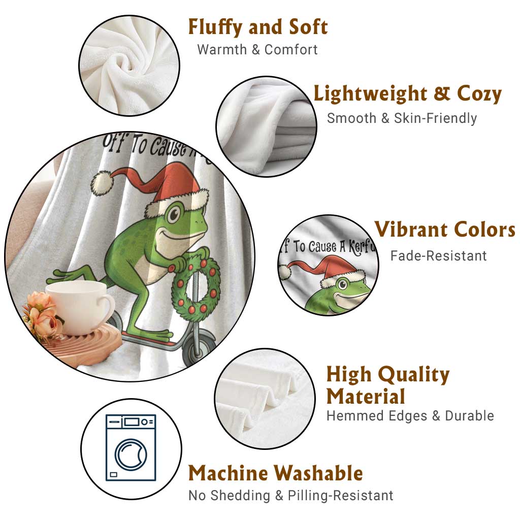 Off To Cause A Kerfuffle Throw Blanket Funny Frog Christmas Meme Weirdcore TS14 Print Your Wear