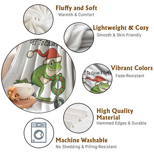Off To Cause A Kerfuffle Throw Blanket Funny Frog Christmas Meme Weirdcore TS14 Print Your Wear