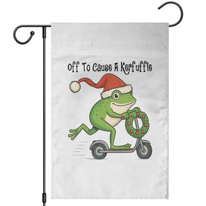 Off To Cause A Kerfuffle Garden Flag Funny Frog Christmas Meme Weirdcore TS14 White Print Your Wear