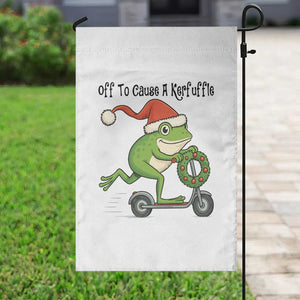 Off To Cause A Kerfuffle Garden Flag Funny Frog Christmas Meme Weirdcore TS14 Print Your Wear