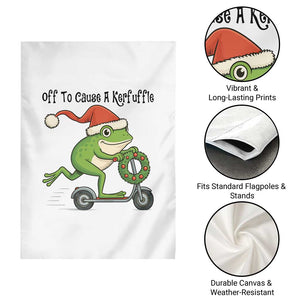 Off To Cause A Kerfuffle Garden Flag Funny Frog Christmas Meme Weirdcore TS14 Print Your Wear