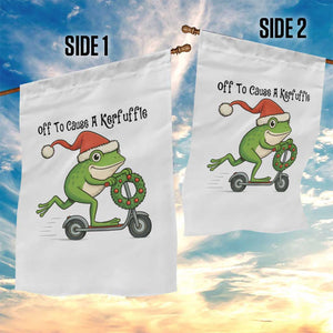 Off To Cause A Kerfuffle Garden Flag Funny Frog Christmas Meme Weirdcore TS14 Print Your Wear