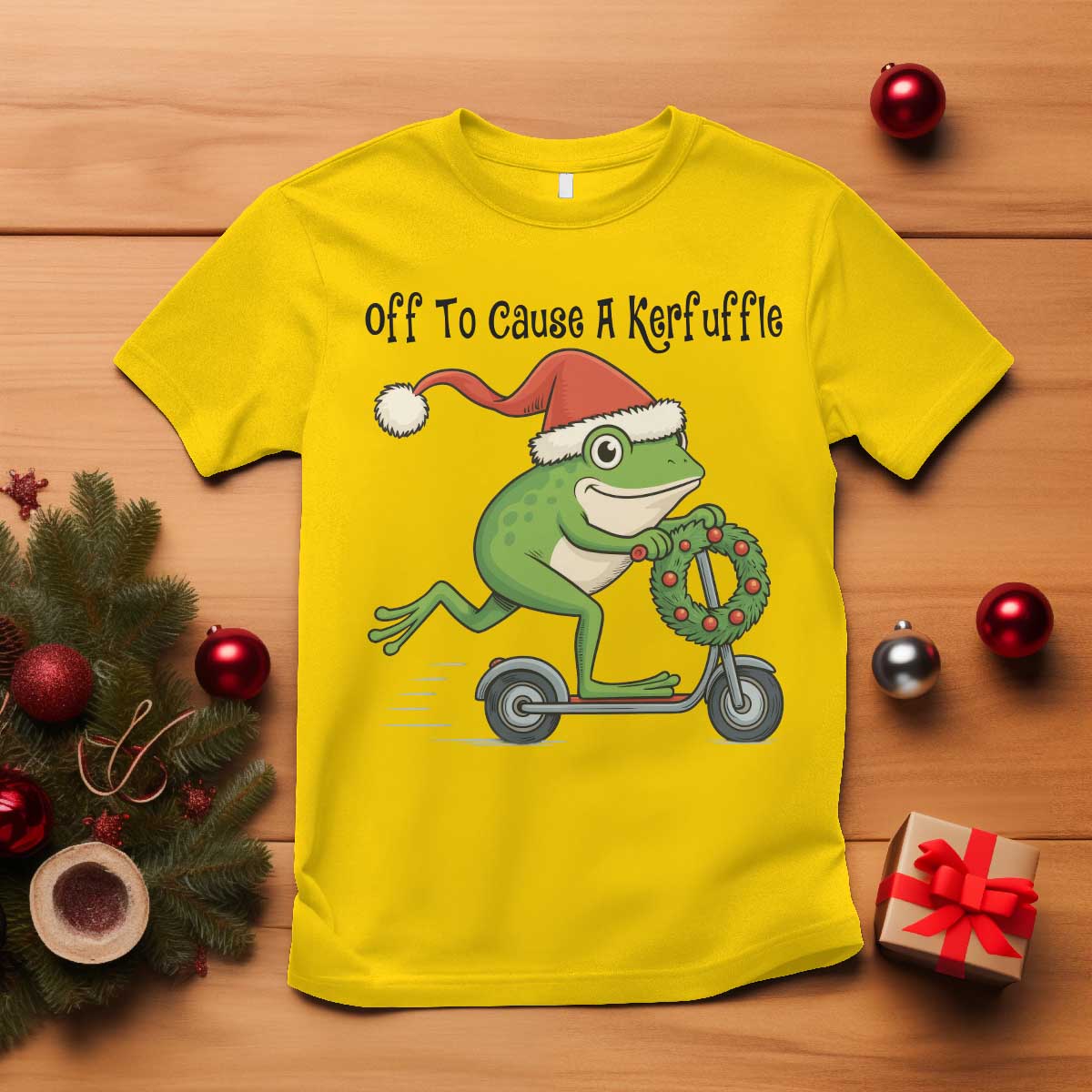 Off To Cause A Kerfuffle T Shirt Funny Frog Christmas Meme Weirdcore TS14 Daisy Print Your Wear
